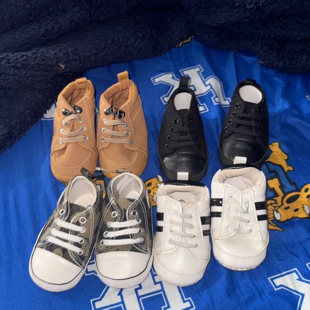 Stylish Kids Sneakers - Black, White, and Tan